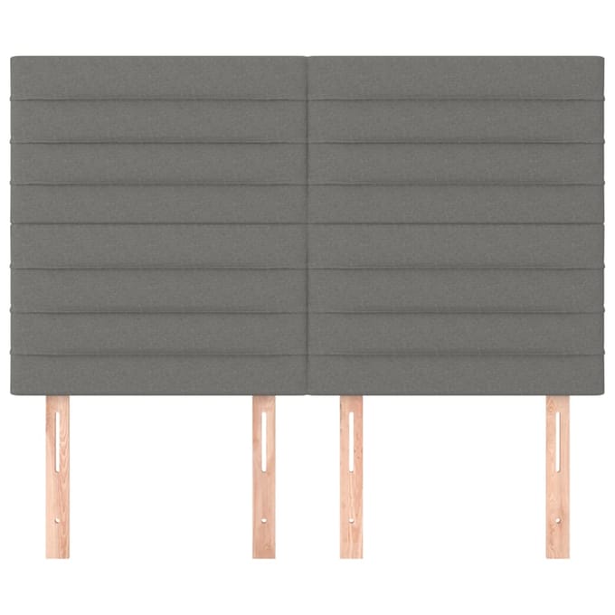 vidaXL - Hoofdbord - donkergrijs - 144x5x118/128 - cm - Stof