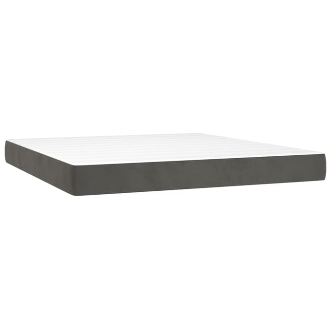 vidaXL - Pocketveermatras - medium - queen - 152x203x20 - cm - fluweel - donkergrijs