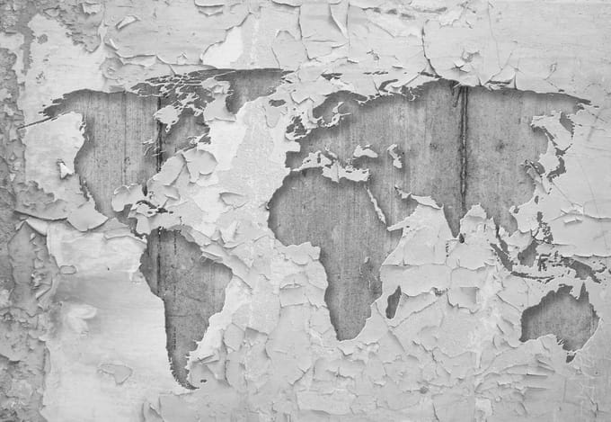 Fotobehang World Map Concrete Texture | XL - 208cm x 146cm | 130g/m2 Vlies