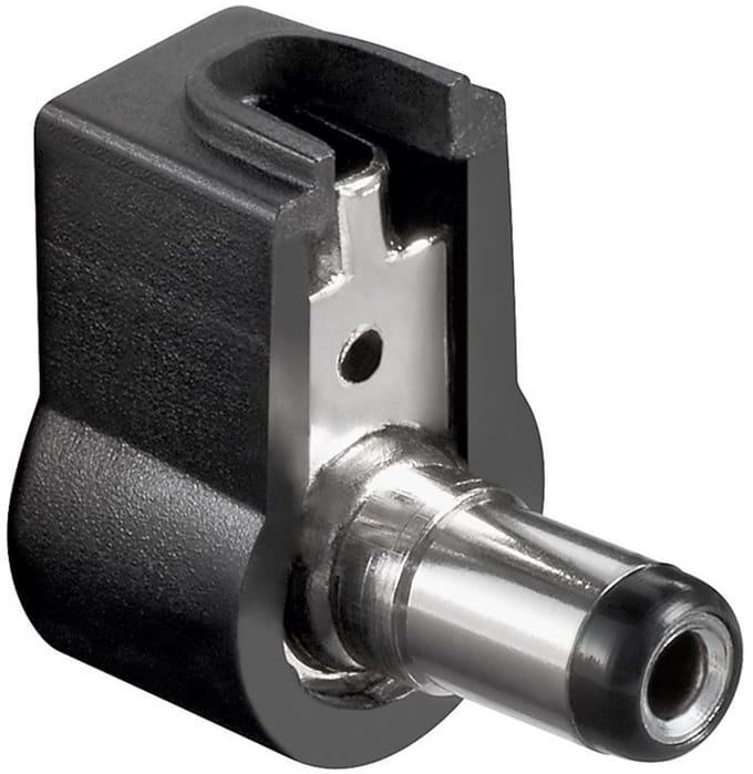 DC (m) connector haaks - 5,5 x 2,1 mm - soldeerbaar / zwart