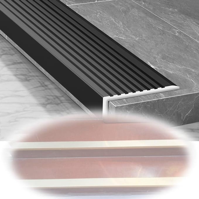 Aluminium trapprofiel - L-vorm profiel - Trappen afwerken - Antislip ontwerp - 91 cm lengte - Zilver