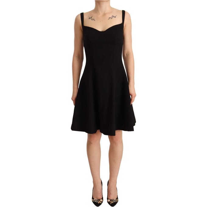 Dolce & Gabbana Dames Zwarte Fit Flare Wol Stretch Sheath Jurk