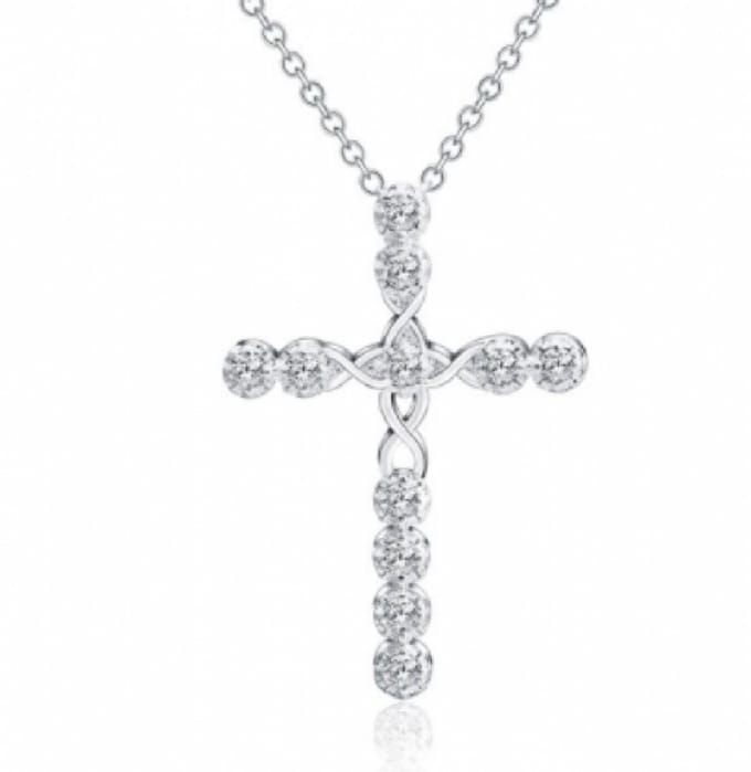 Ketting- Zilver- Kruis- Zirkonia - Charme Bijoux