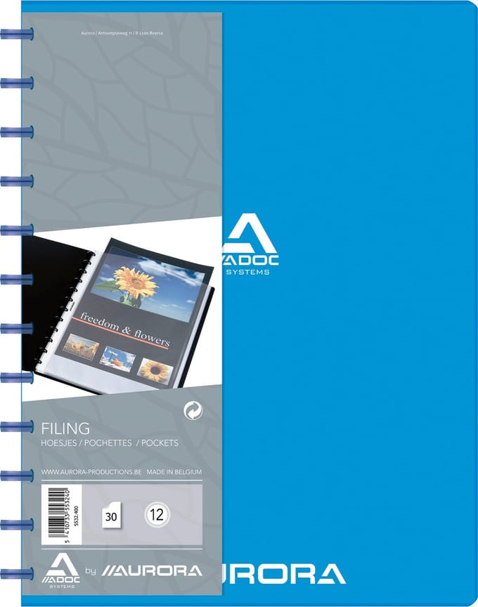 Adoc Bind-Ex A4 Showmap 30 Hoezen Colorlines Blauw