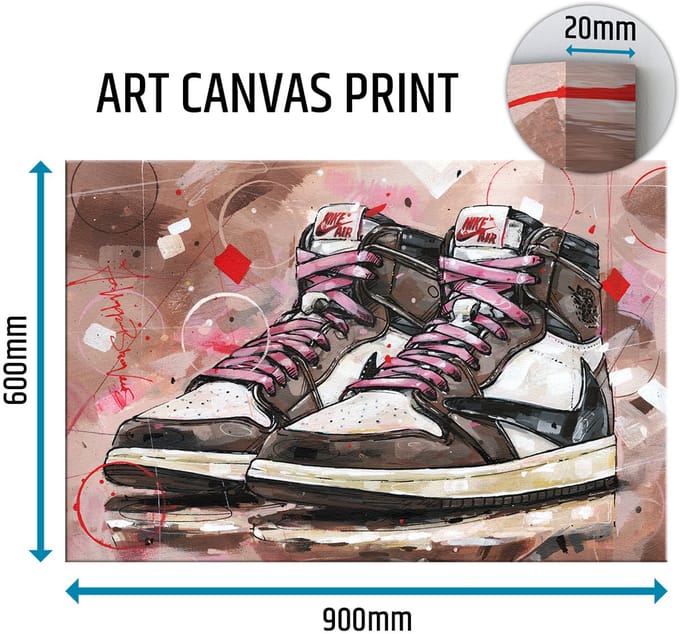 Sneaker canvas high - pink laces 90x60 cm