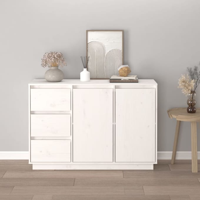 vidaXL - Dressoir - 111x34x75 - cm - massief - grenenhout - wit