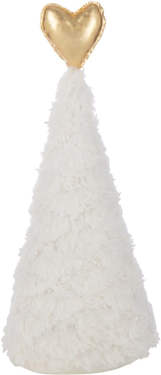 J-Line decoratie Kerstboom Hart - polyresin - wit/goud - medium
