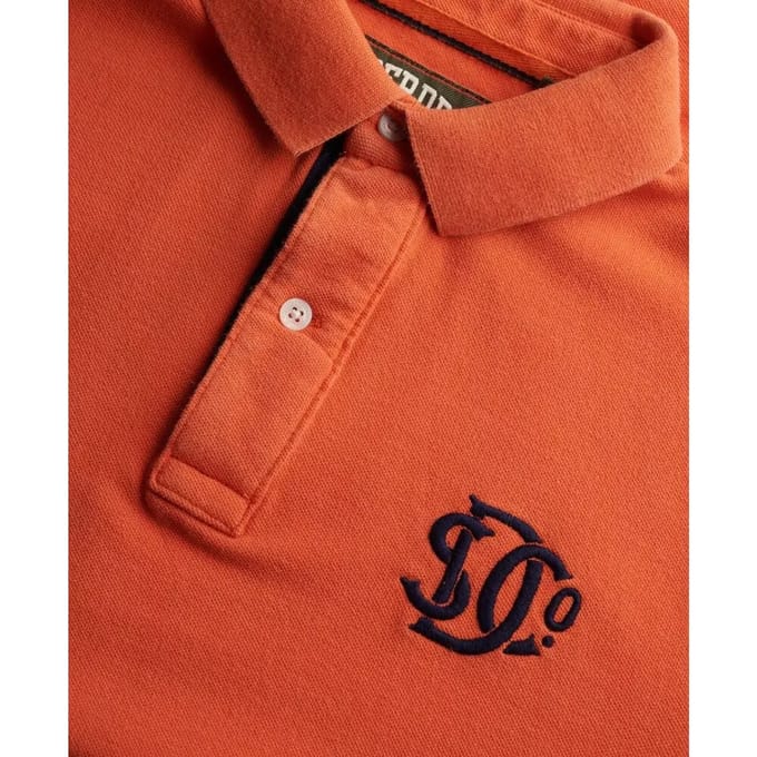 Superdry Polo Piqué Monogram Oranje - Maat M - Heren