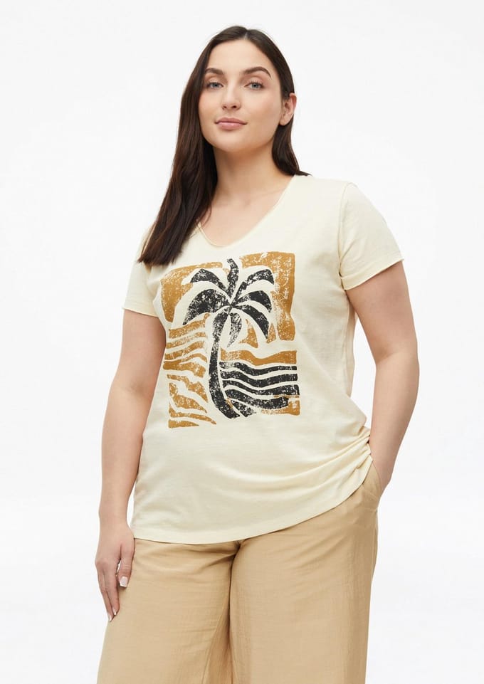 s.Oliver - female - T-shirt met open randen in vlamgarenstructuur