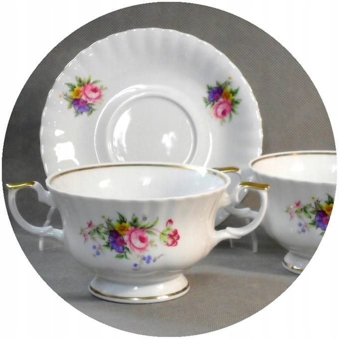 Malcer Porseleinen Bouillon Iwona 400ml - Handgedecoreerd Wit