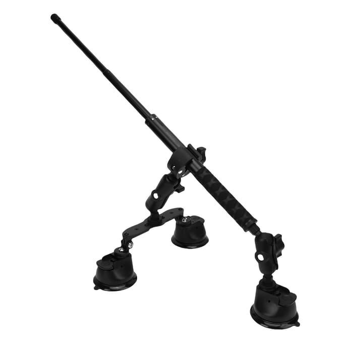 Kit de Support de Voiture à Triple Ventouse Adapté pour Caméra d'Action Insta360 X5 X4 X3 X2 X One RS R avec Perche à Selfie Double de 45,28 pouces black