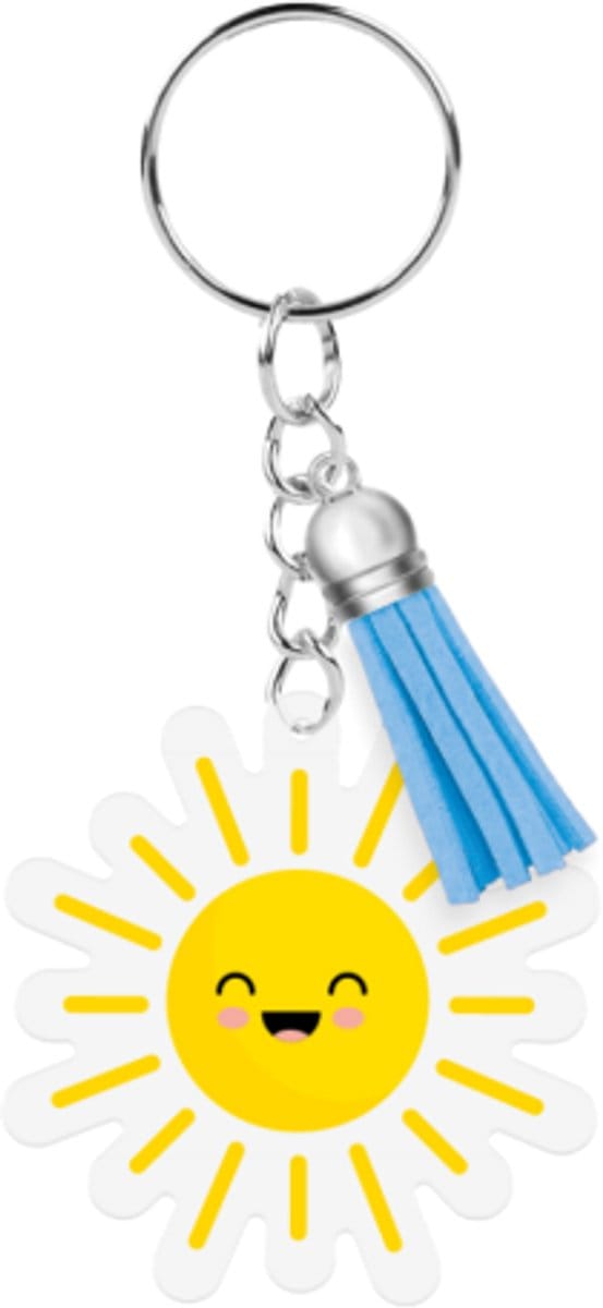 Sleutelhanger met kwastje | Acryl sleutelhanger - Zon