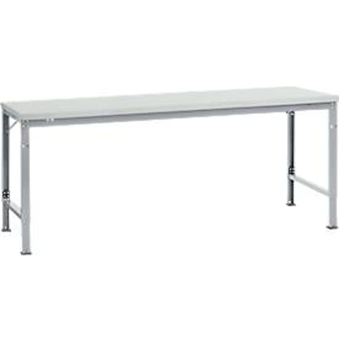 Manuflex basistafel UNIVERSAL Speciaal, 2000 x 1000 mm, melamine lichtgrijs, aluminium zilver