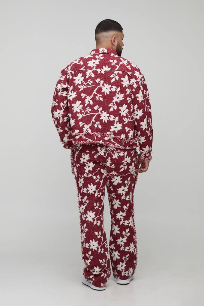 Plus Floral Tapestry Oversized Overshirt | Red | Size 2XL