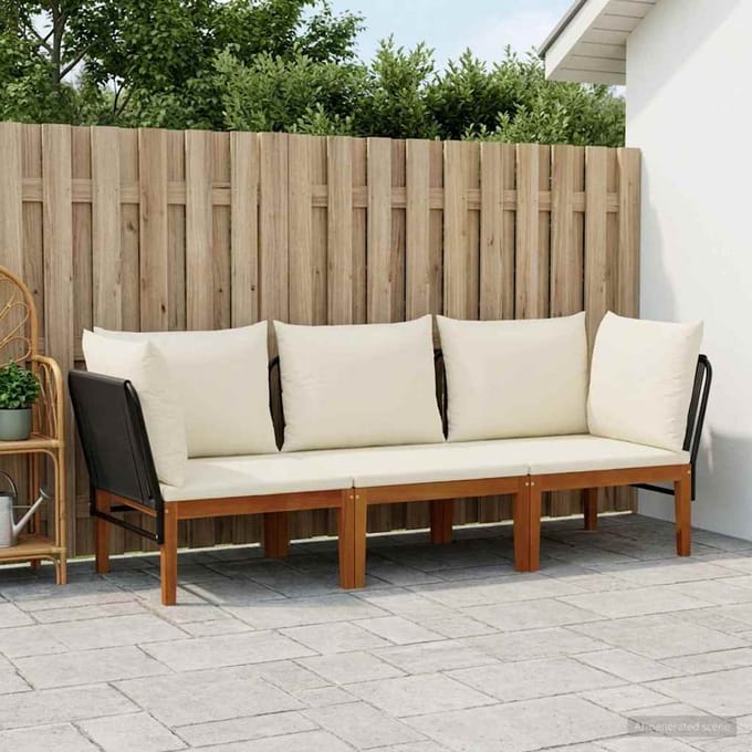 vidaXL - 3 - st - Massief - acaciahout - & - touw - Naturel