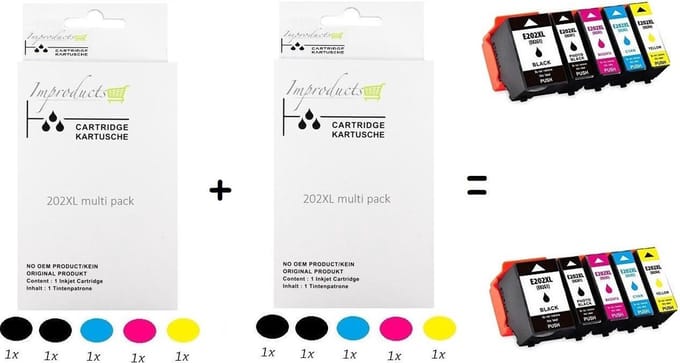 Improducts® Inkt cartridges - Alternatief Epson 202XL / 202 10 stuks