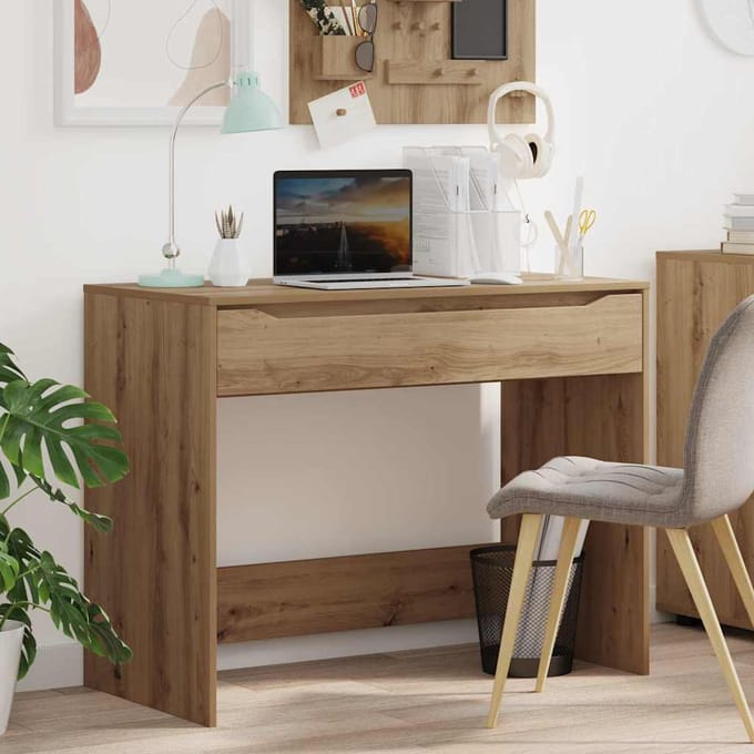 vidaXL - Bureau - met - lade - Artisan - Eik - Geconstrueerd - hout - 100 - x - 50 - x - 78 - cm