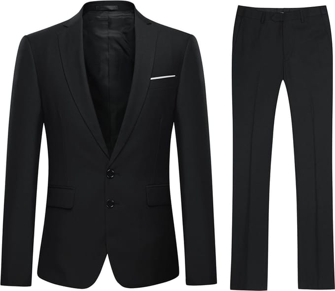 ALLTHEMEN Heren 2-Piece Slim Fit Pak - Tweeknoops zakelijk Pak - M