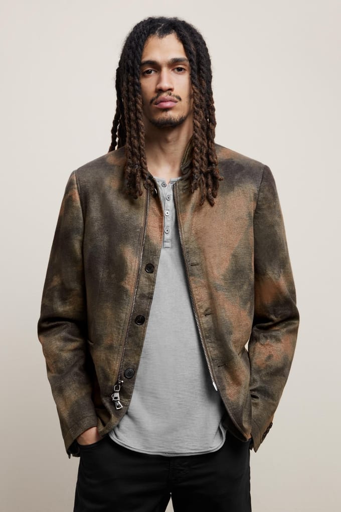 John Varvatos Slim Fit Zip/btn Closure Clay Brown Taglia: 48 | Blazers Outlet | Uomo | Marrone