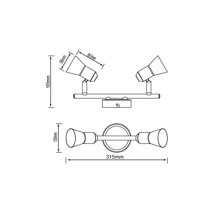 Brilliant Plafondspot Sanny, ijzer/chroom, breedte 31,5 cm, metaal