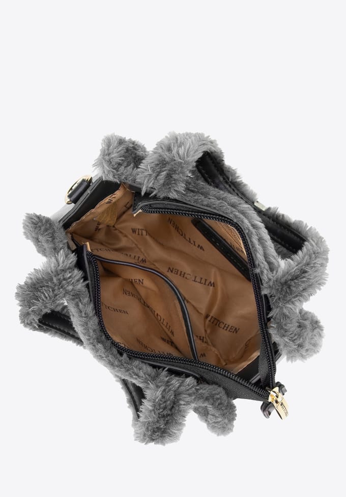Wittchen - Eco-lederen Draagtas - Grijs - Bont Accent - Mini Formaat
