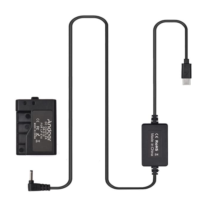 Andoer – câble USB type-c PD vers batterie factice DR-E10, coupleur cc LP-E10 de remplacement pour Canon EOS noir