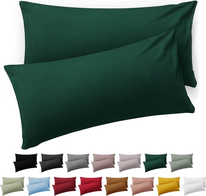 Blumtal Kussensloop Microvezel Kussenhoes 40 x 80 cm - Donkergroen - Set van 2
