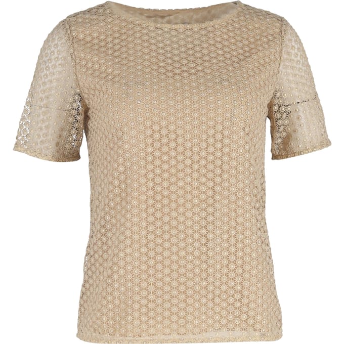 Diane Von Furstenberg Brylee kanten blouse met korte mouwen in goudkleurig polyester