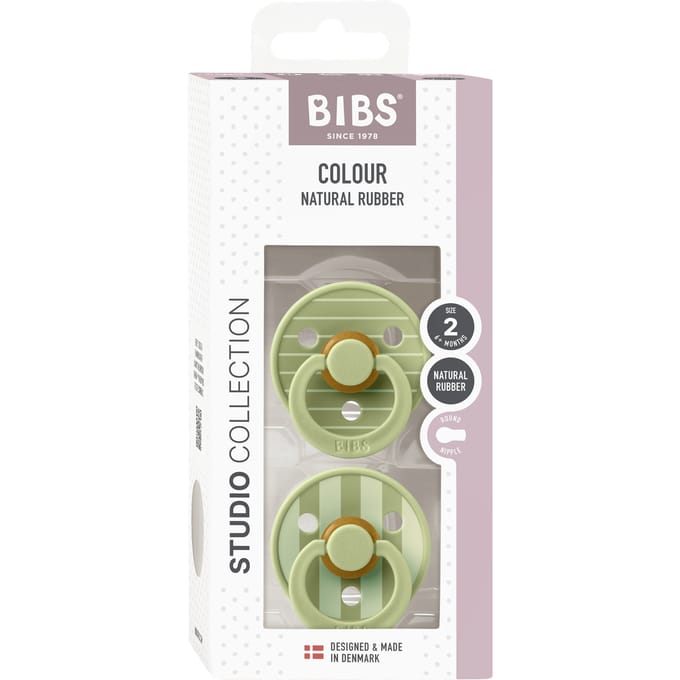 BIBS Pacifier Studio Colour Pin Latex Size 2 Sage Mix 2 st