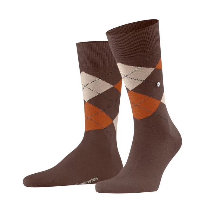 Burlington Edinburgh gedessineerd wol sokken heren bruin - maat 40-46