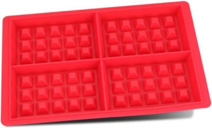 Siliconen wafel vorm | keukentool | 4 wafels | rood