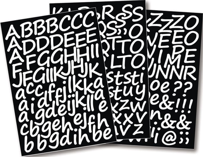 Rayher Alfabet letter stickers - A tm Z - wit - herbruikbaar - 3 cm - hobby/DIY