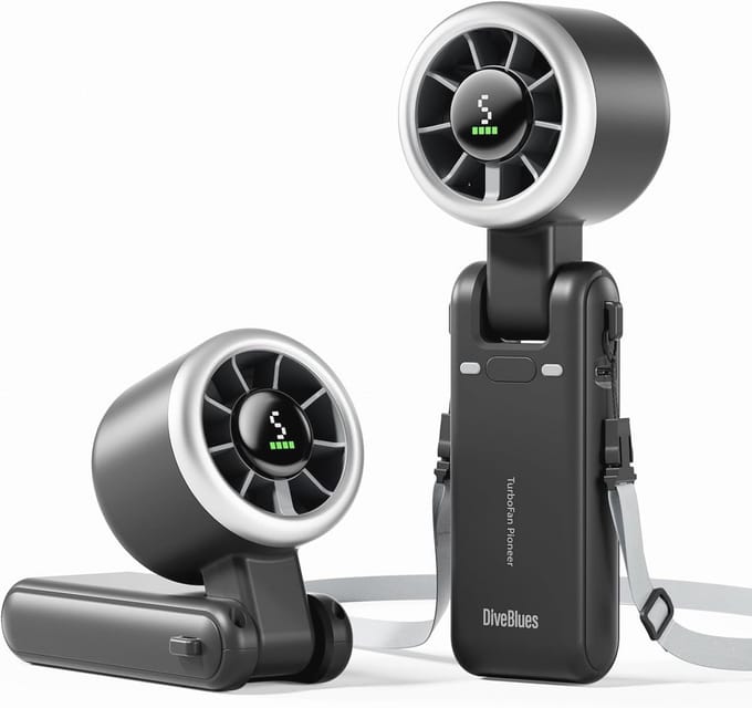 Draagbare Handheld Turboventilator met 5 Versnellingen en Air Turbo Tech voor Buitenactiviteiten