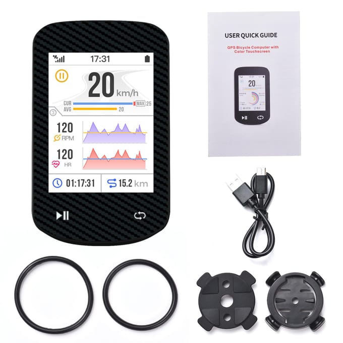 GPS Fietscomputer Draadloos Waterdicht GLONASS ANT+ Sensor en BT Compatibel Offline Kaarten Gyroscoop 24 Uur Batterijduur A