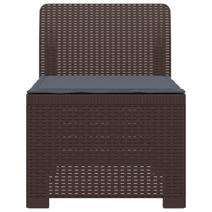 vidaXL - Eén-zits - Tuin - Sofa - met - Kussen - Rieten - Look - PP - Bruin