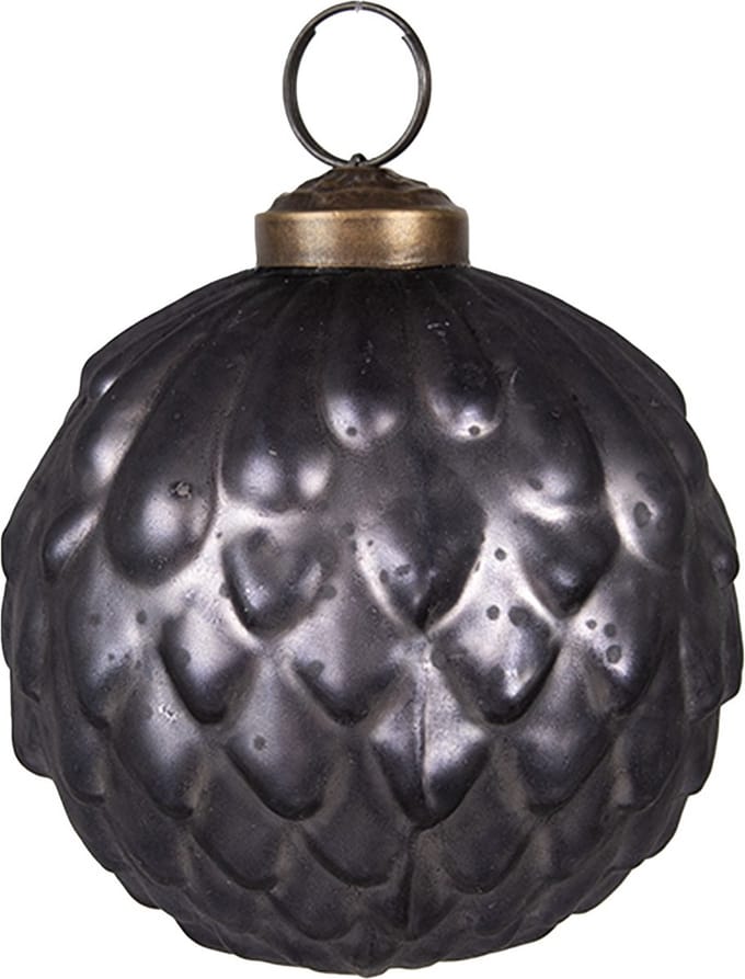 Clayre & Eef Kerstbal Overig Ø 8x8 cm Grijs Glas Kerstballen