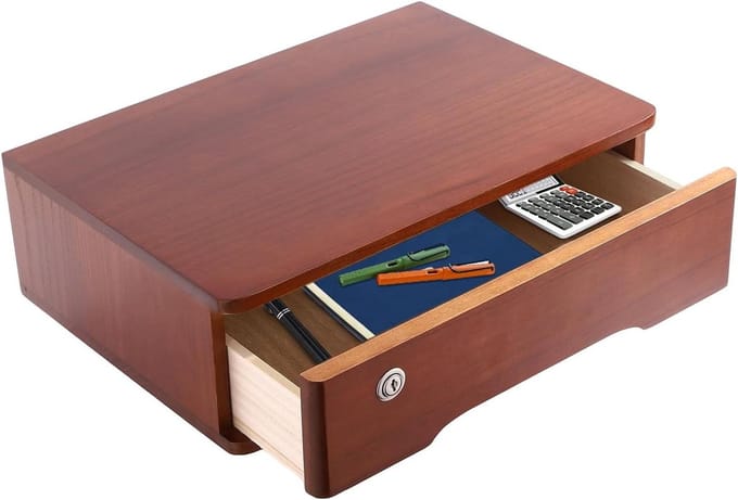 Bureau Opberger - Bureau Organizer - Thuis Kantoor - Met Vergrendelbare Lade - 40x28x12 cm - Walnoot