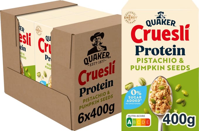 Quaker Cruesli Protein Zero Sugar Added Pistachio & Pumpkin Seeds 6 x 400 gr