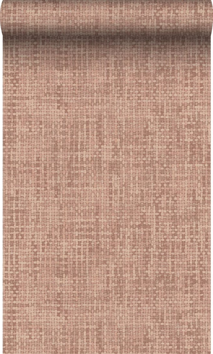 Origin Wallcoverings behang geweven linnenstructuur terracotta roze - 50 x 900 cm - 348054