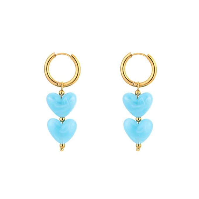 Hartjes oorbellen Licht blauw