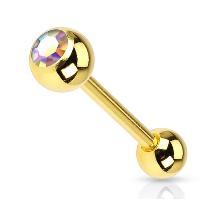 Piercing basis met steentje 1.6x16 - goud multi - LMPiercings