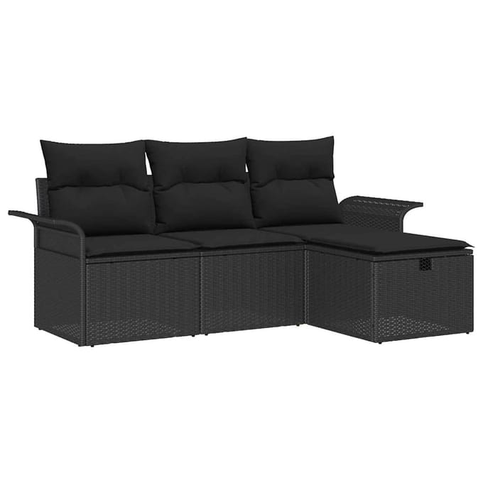 vidaXL - Tuinbank - Set - 4 - st - Zwart - poly - rattan