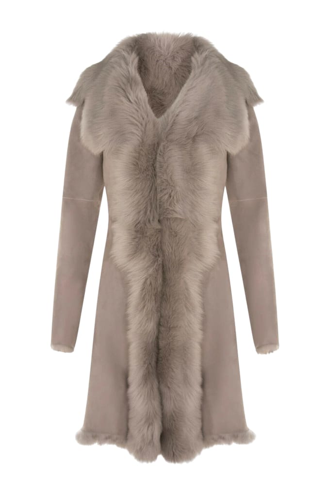 Dames lichtgrijze Toscaanse schapensuède trenchcoat - Celeste