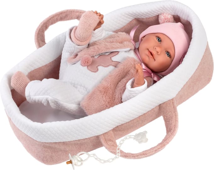 Llorens babypop Mimi met geluid, kleding en reiswiegje - 40 cm
