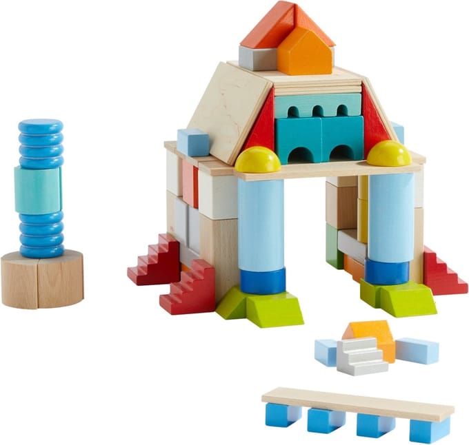Haba bouwstenen set kleurrijk - 85-delig educatief speelgoed.