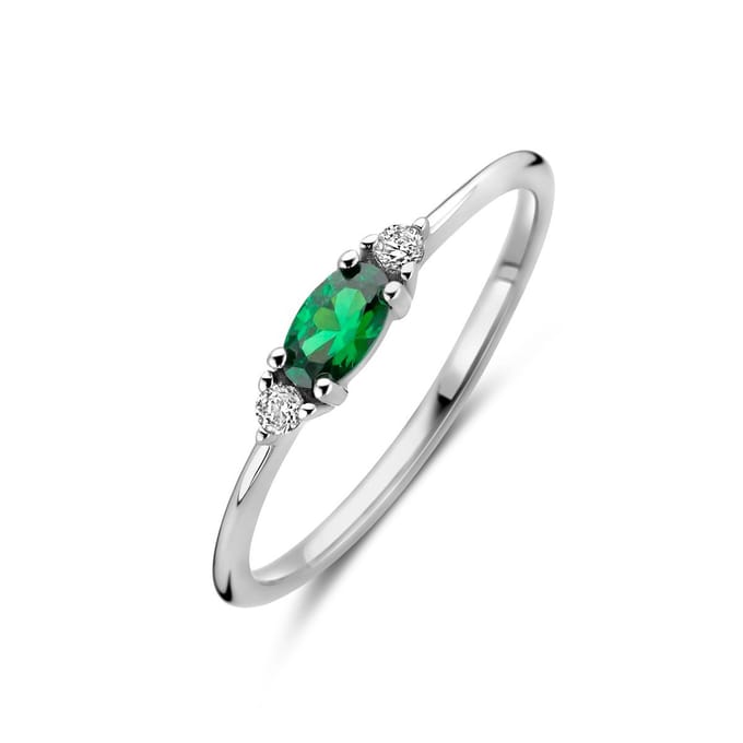 Gerhodineerd Zilver Ring Wit En Groen Met Zirkonia 1339073