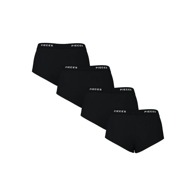 Pieces Dames Hipster PCLOGO Zwart 4-Pack - Maat S