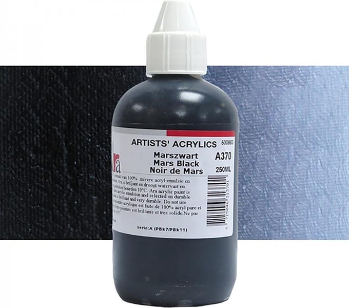 Ara Acrylverf 250 ML A370 Mars Black - Hoogwaardige studieverf