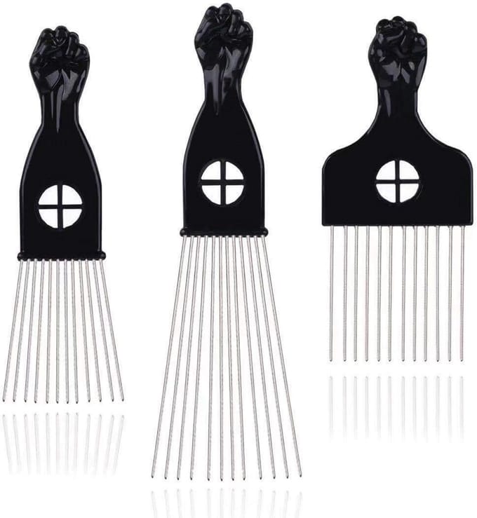 Set van 3 Metalen Haarplectrums voor Krullend en Kroeshaar - Haarkam voor Styling