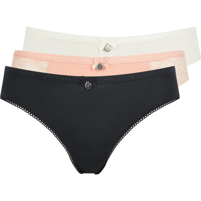 Ted Baker Addison 3pk Solid Brief Egret/jet Black/almond Taglia: L | Biancheria intima Outlet | Donna | Nero